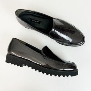 Paul Green Jojo Loafer Black Patent Leather Lug Sole Zip Size UK 8.5 / US 11